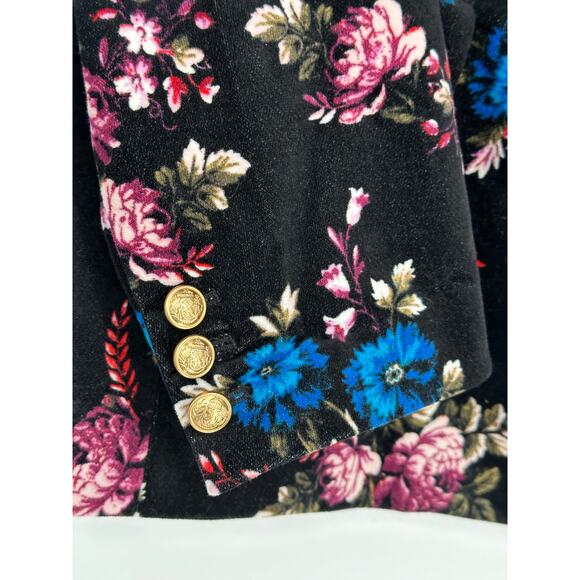 Lane Bryant New! Velvet Blazer Black Pink & Blue Floral Coquette Steampunk 22P - Picture 7 of 13